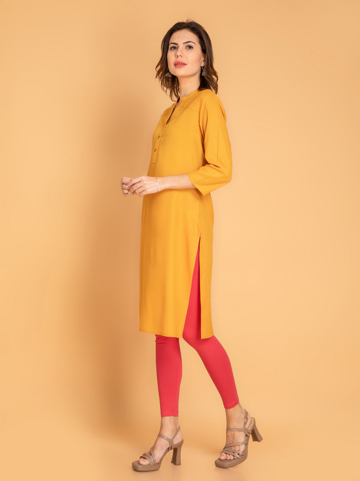 Pintuck Detail Knee-Length Kurti