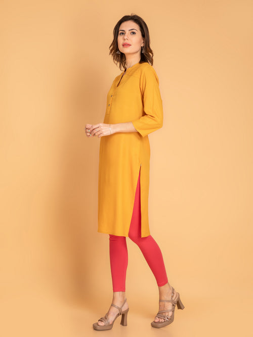 Pintuck Detail Knee-Length Kurti