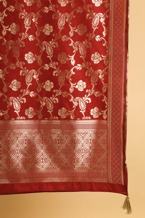 Banarsi Silk Dupatta with Zari Zaal Patterns