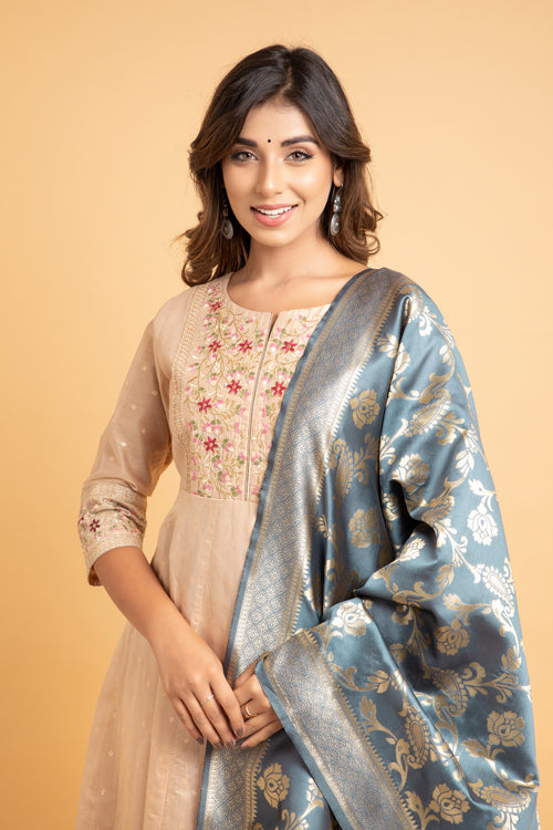 Banarsi Silk Dupatta with Zari Zaal Patterns