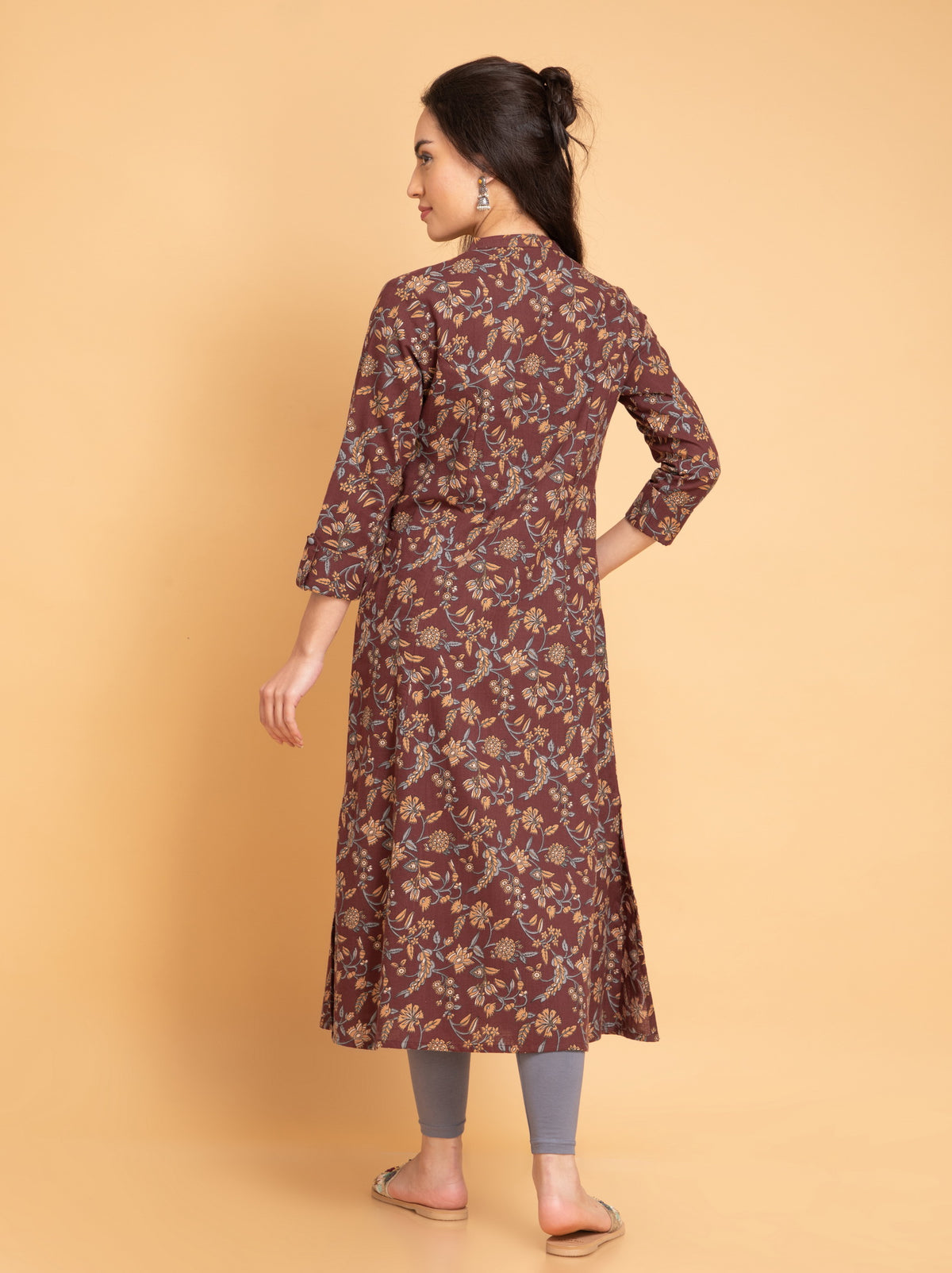 Cotton Slub Kalamkari Print A-Line Long Kurti