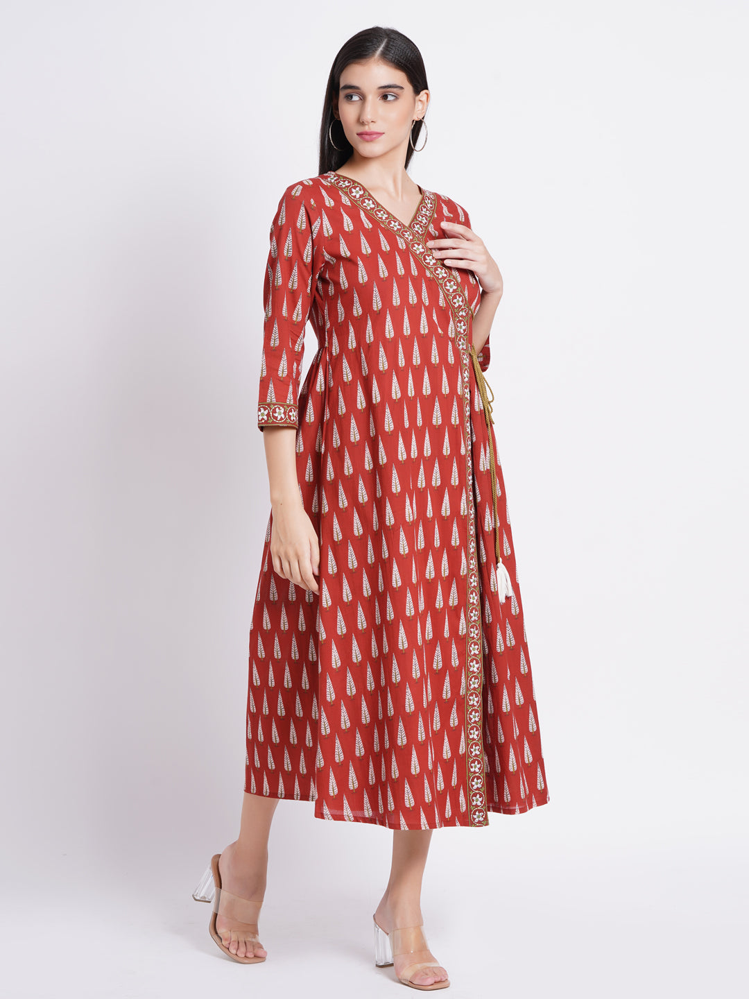 Mul Cotton Angrakha Kurta with Hand Embellishments