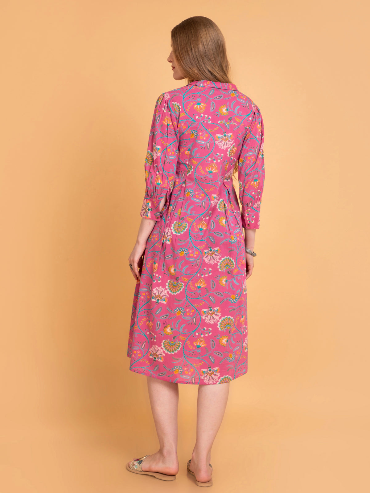 MULCOTTON COLORFUL PRINTED ANTIFIT DRESS