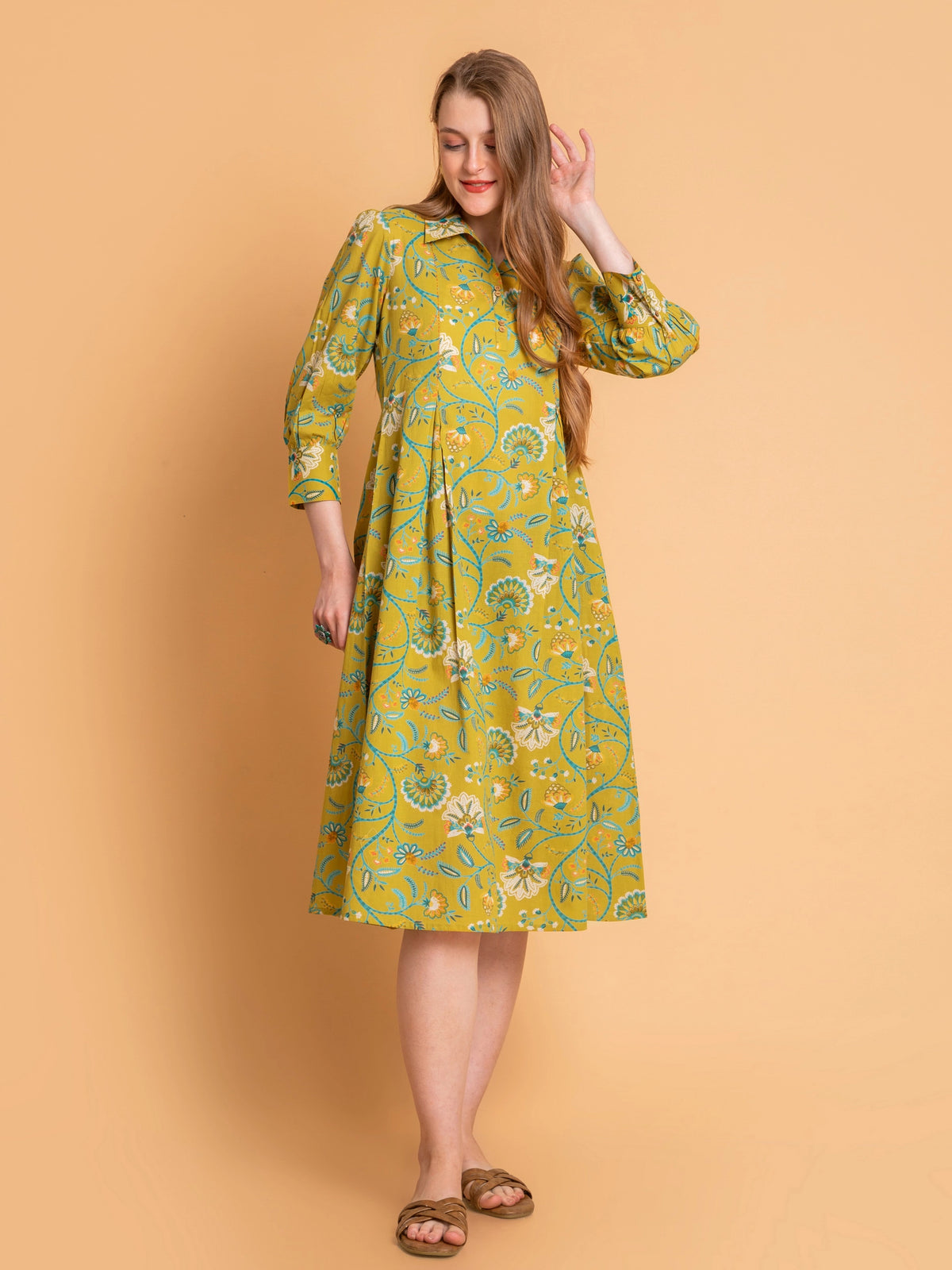 MULCOTTON COLORFUL PRINTED ANTIFIT DRESS