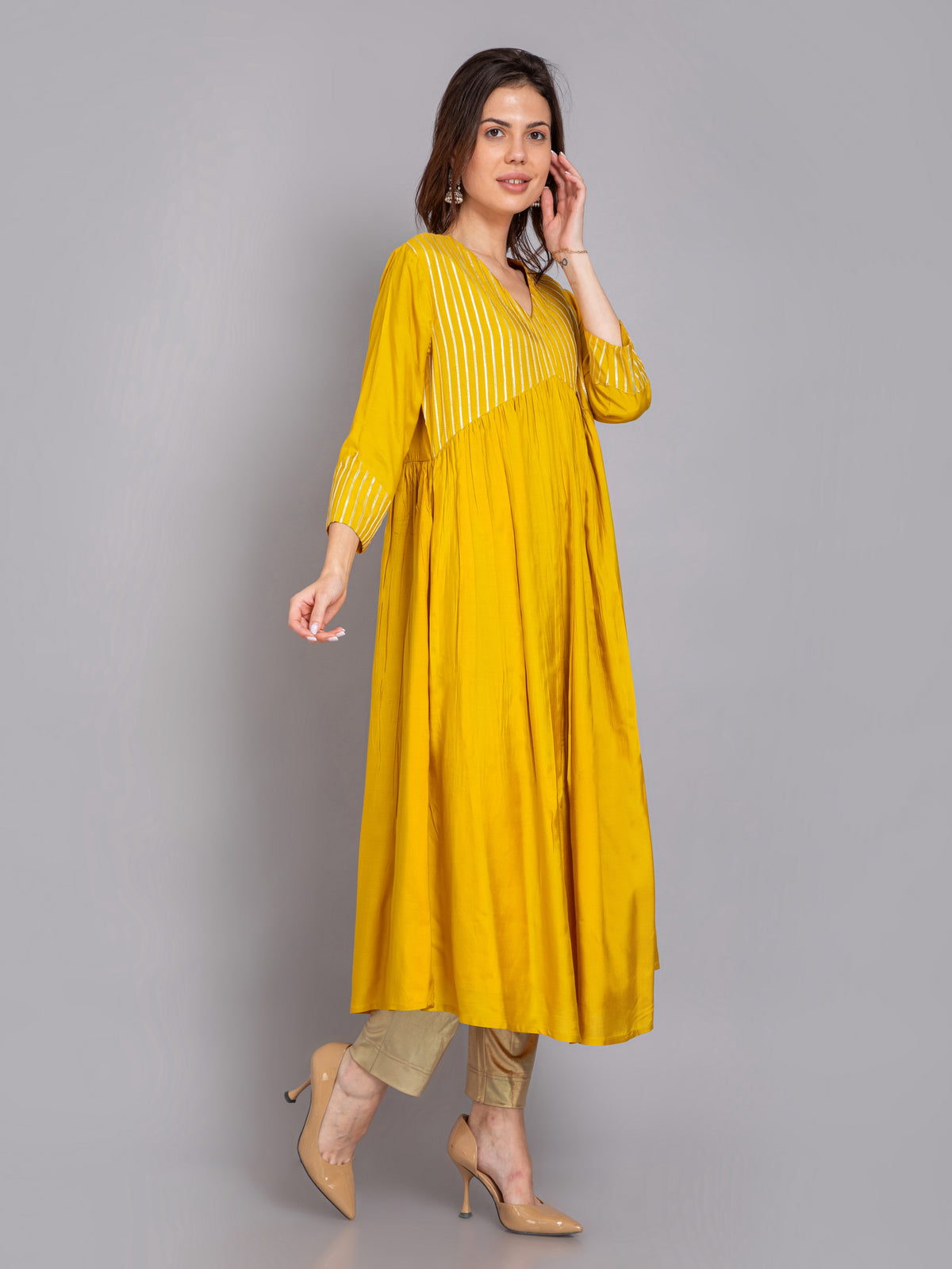 Alia Cut Kurti in Rich Silk with Gota Work