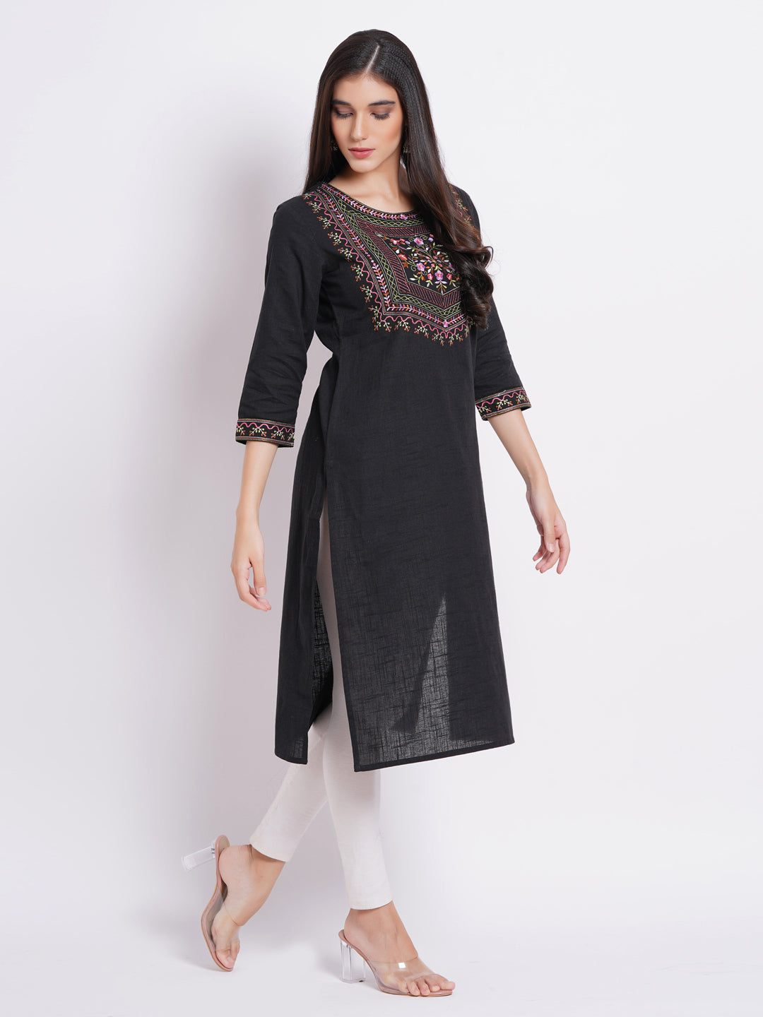 COLORFULL EMBROIDERED STRAIGHT KURTI