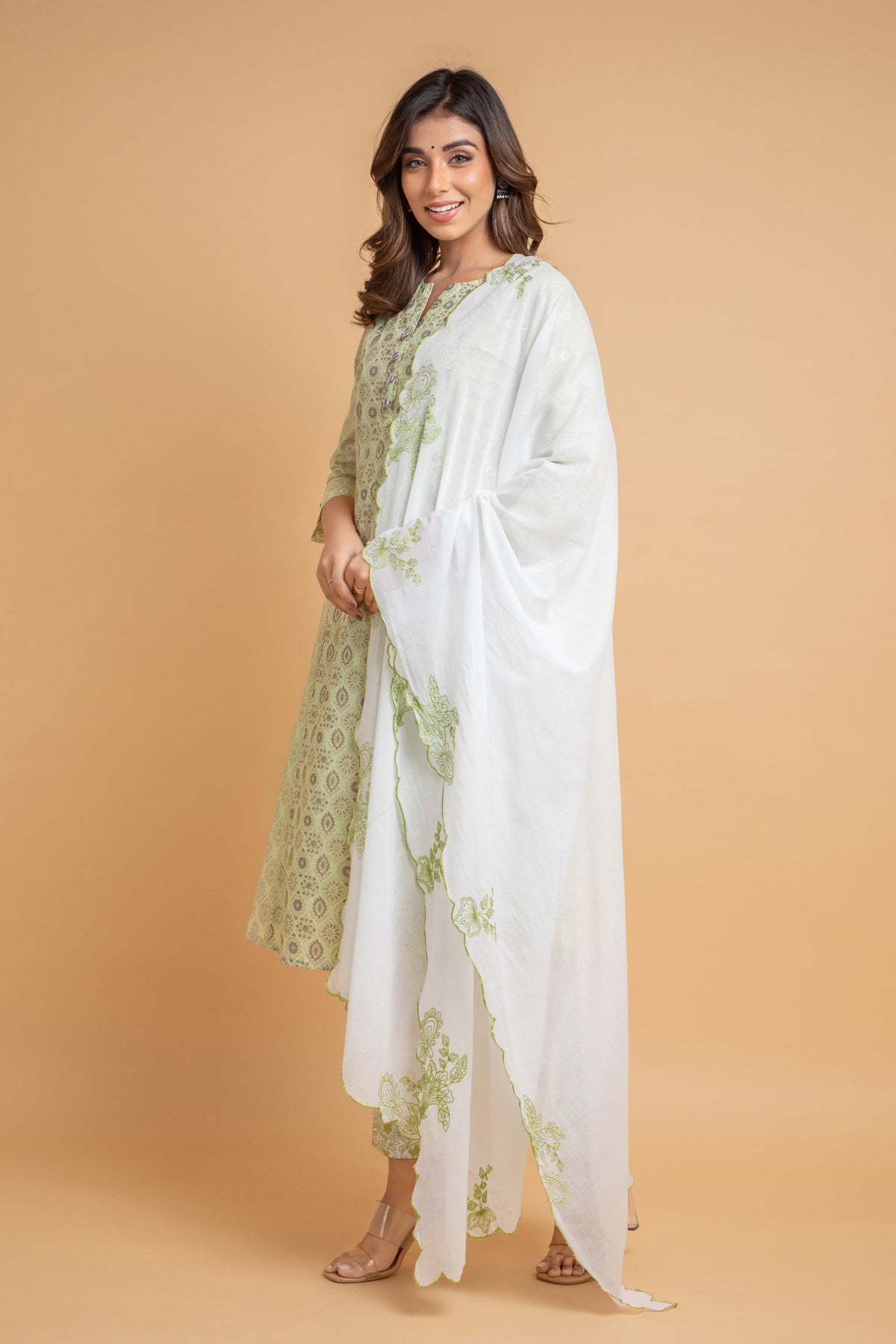 Printed 3Pc Kurta Set with Straight Pants & Embroidered Dupatta