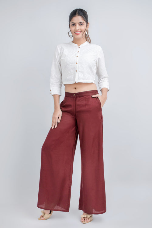 Solid Rayon Palazzo Pants