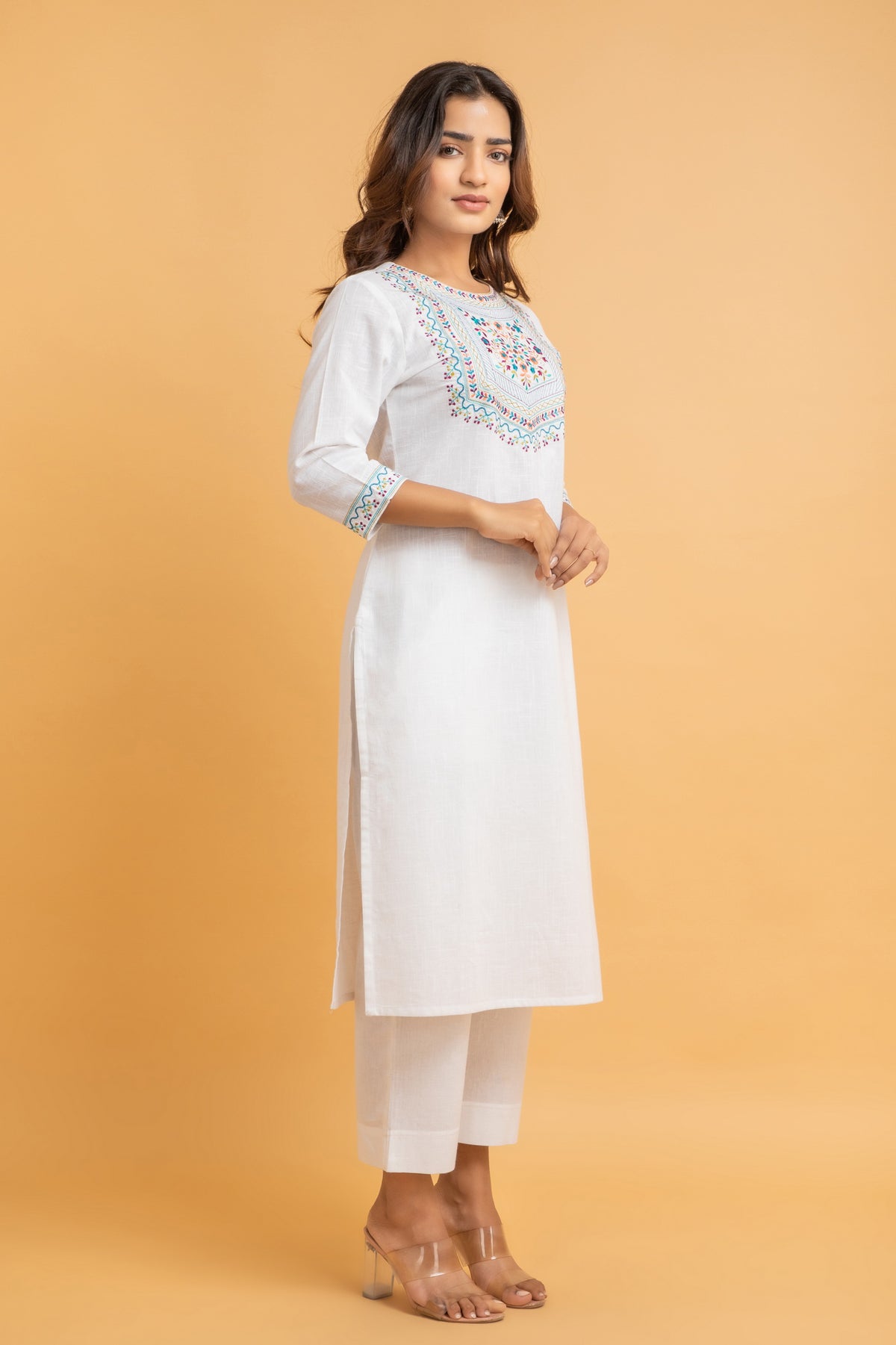 COLORFULL EMBROIDERED STRAIGHT KURTI