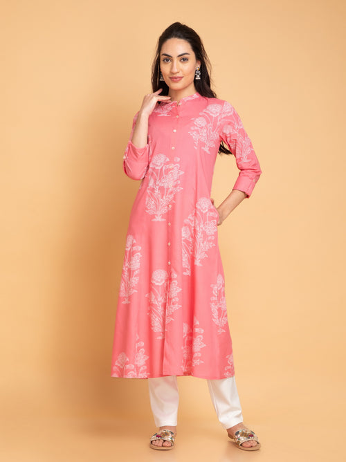 Long Printed A-Line Kurta