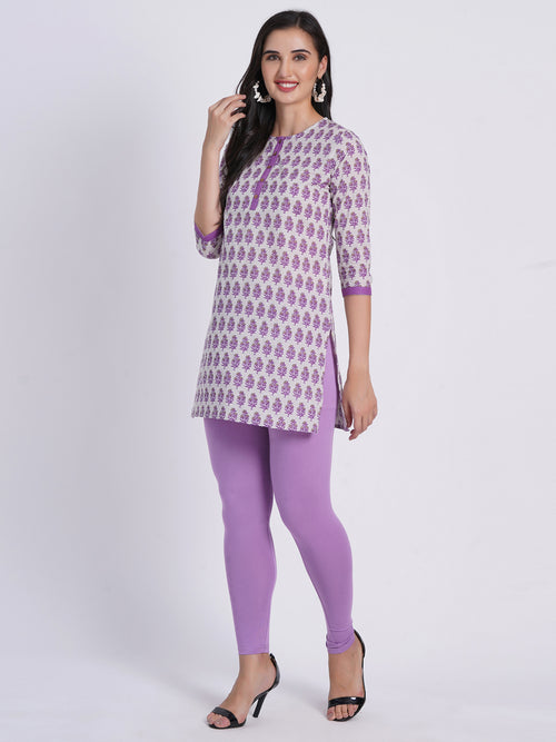 Mul Cotton Floral Printed Short Kurti