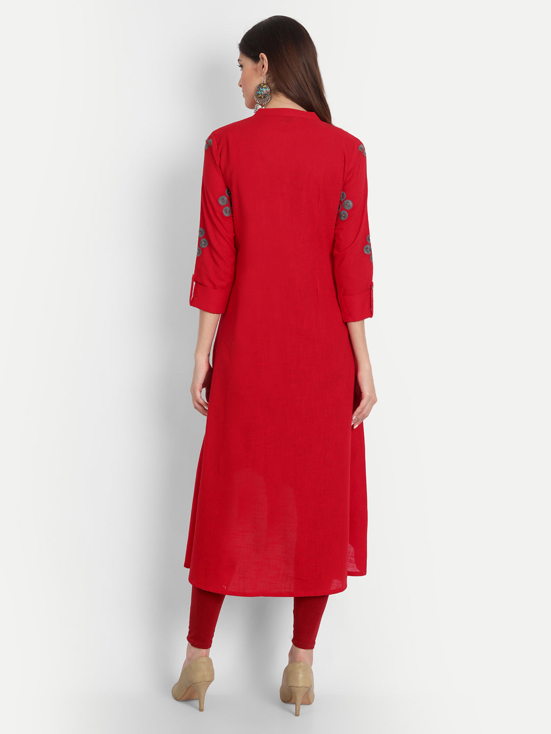 Embroidered High-Low Cotton Kurti