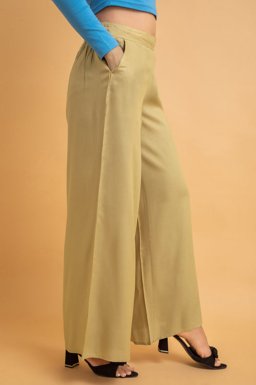 Solid Rayon Palazzo Pants