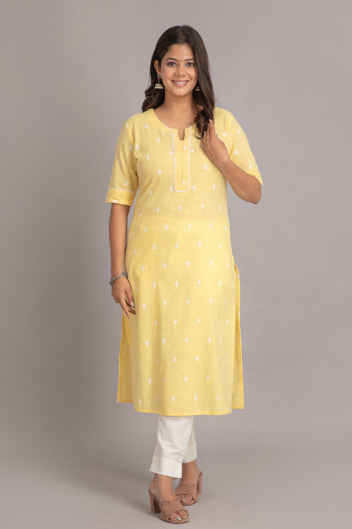 Printed Long Kurti with Embroidery & Bead Work