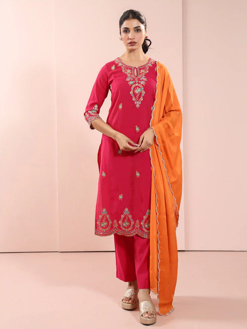 3PC CHIKANKARI EMBROIDERY KURTA SET