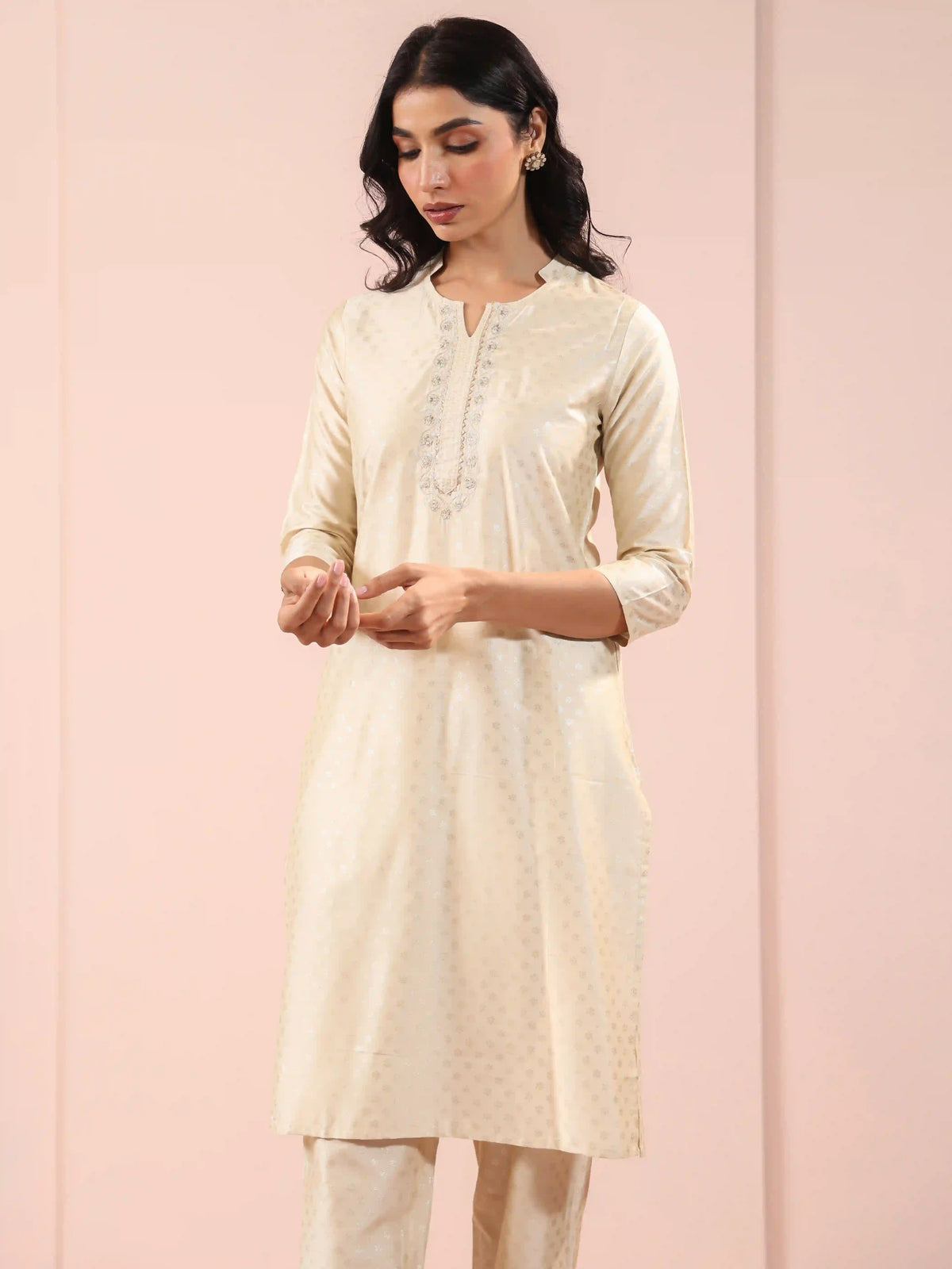 SILK BASE 2PC GOLD PRINTED KURTA SET
