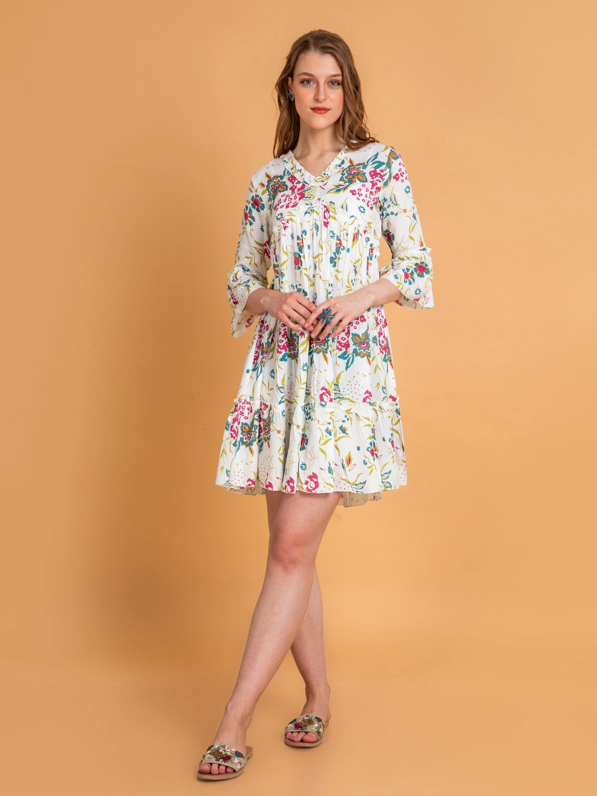 PRINTED TIERED DRESS