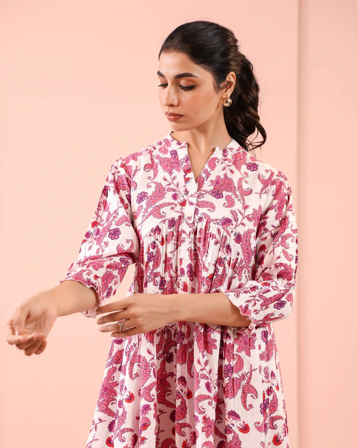 Floral Printed Alya Cut Short Dress
