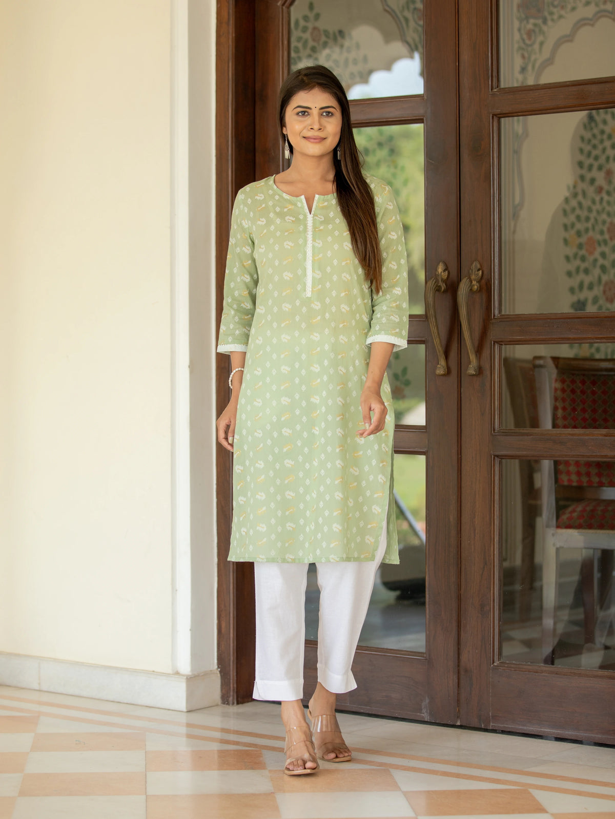 IKAT PRINTED STRAIGHT KURTI