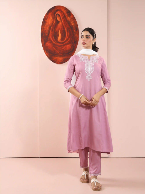 3PC KALIDAR KURTA SET DETAILED WITH EMBROIDERY