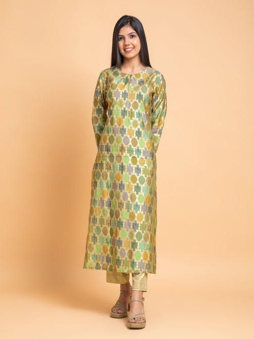 GOLD PRINTED A LINE LONG KURTI