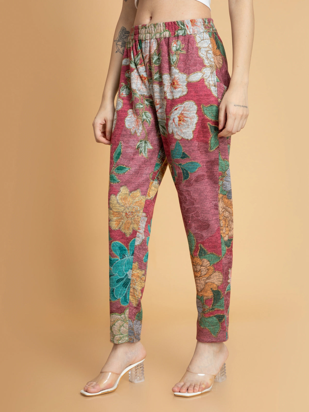 KARACHI DIGITAL FLORAL PRINTED 3PC ALINE SET DETAILED WITH ADDA WORK HIGHLIGHT