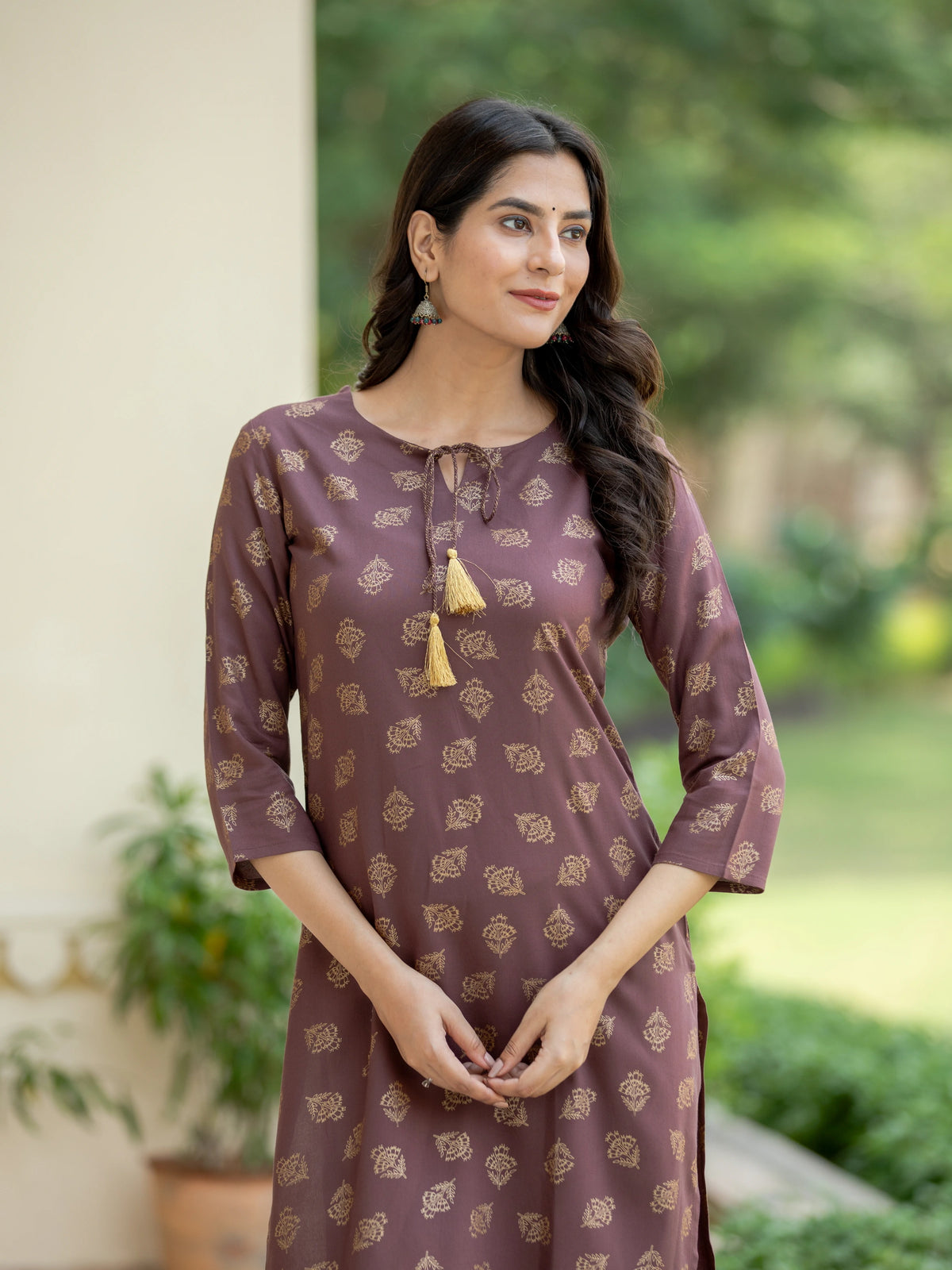 GOLD PRINTED STRAIGHT KURTI