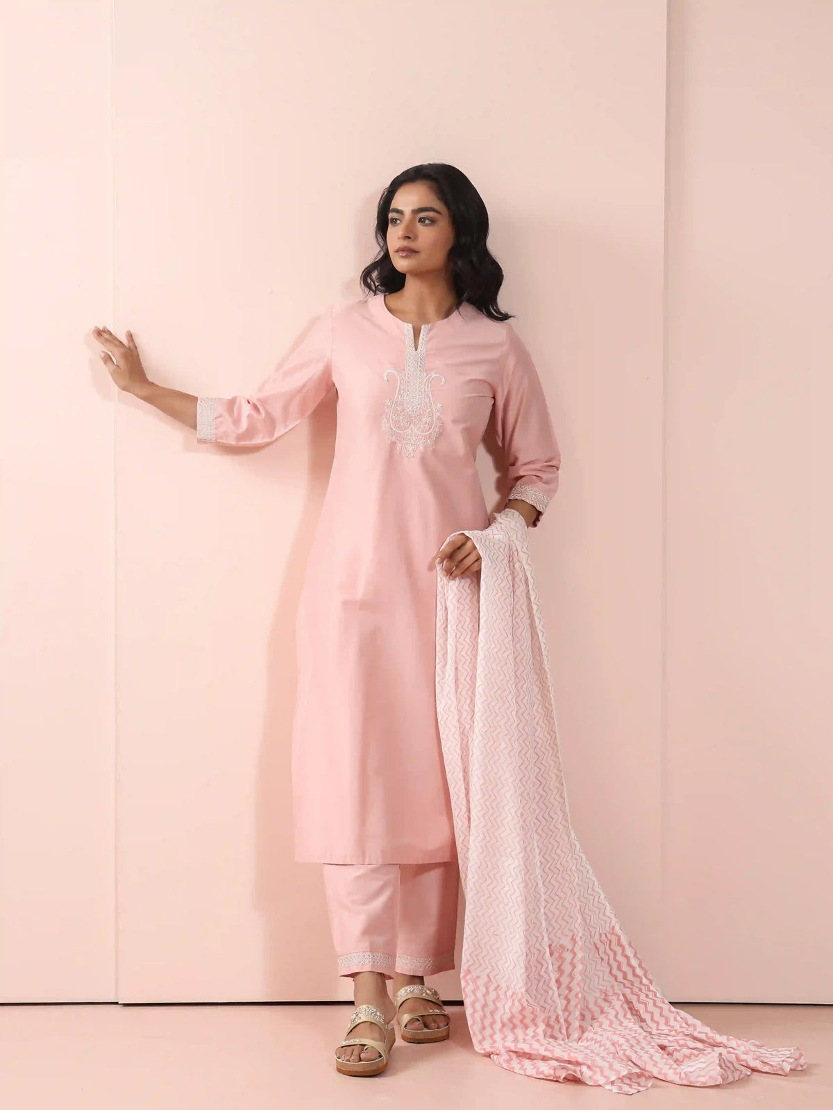 3PC SEQUENCE EMBROIDERY KURTA SET WITH FANCY DUPATTA