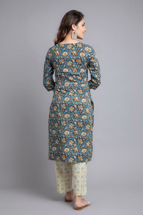 FLORAL PRINTED KURTA & PANT SET WITH DUPATTA