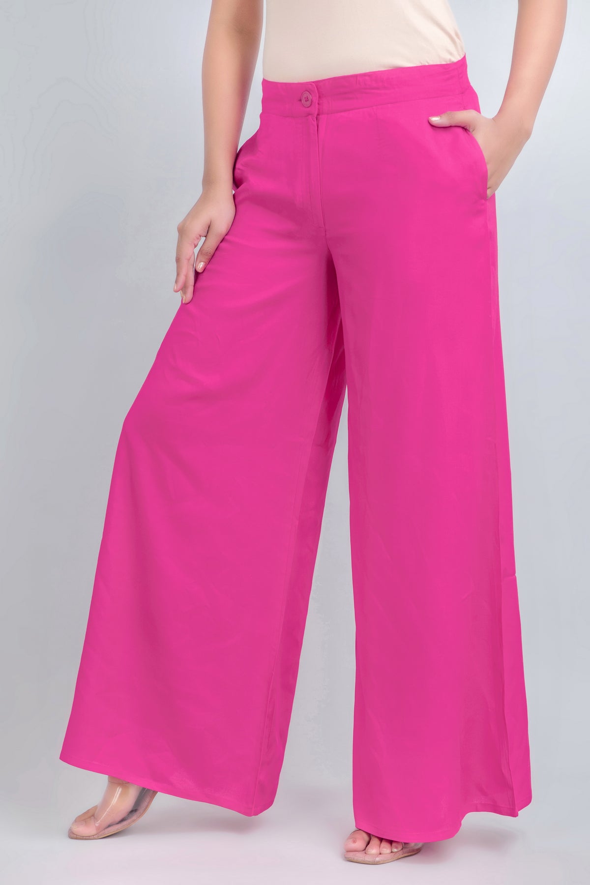 Solid Rayon Palazzo Pants