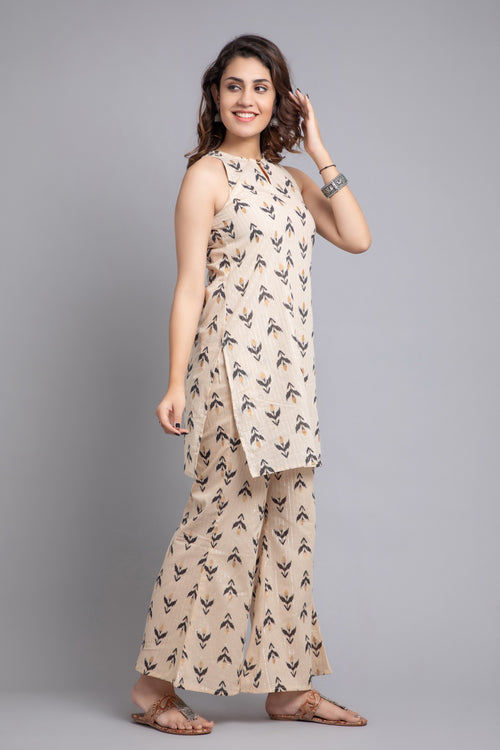 Mul Cotton Sleeveless Kurti with Palazzo Pants