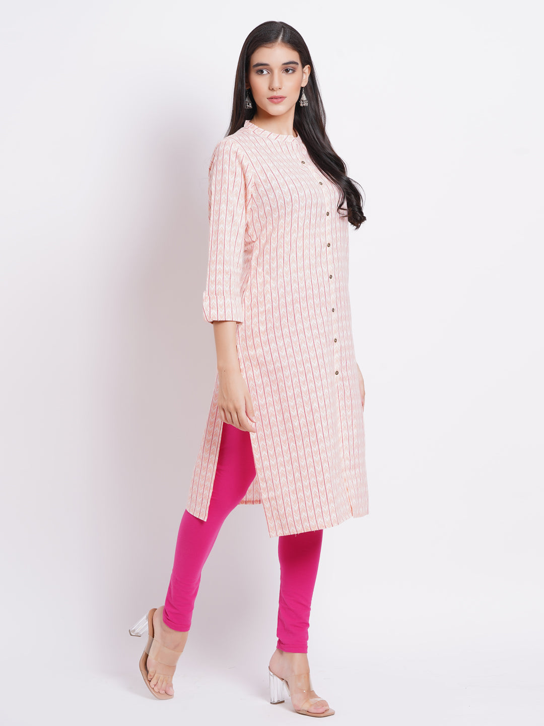 Casual Wear Printed Straight Kurti with Metal Buttons