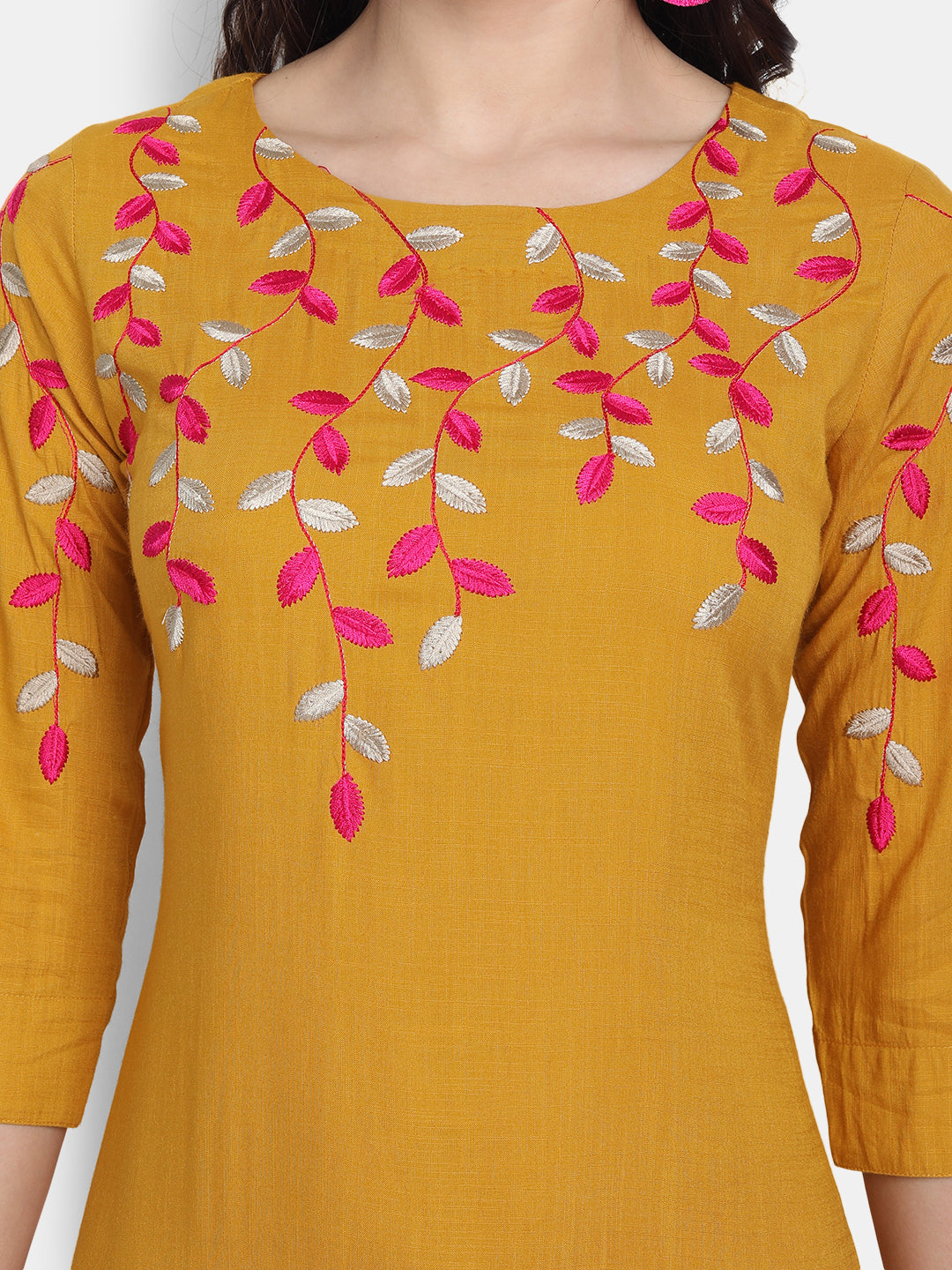 Multi Colour Straight Long Kurti with Embroidery