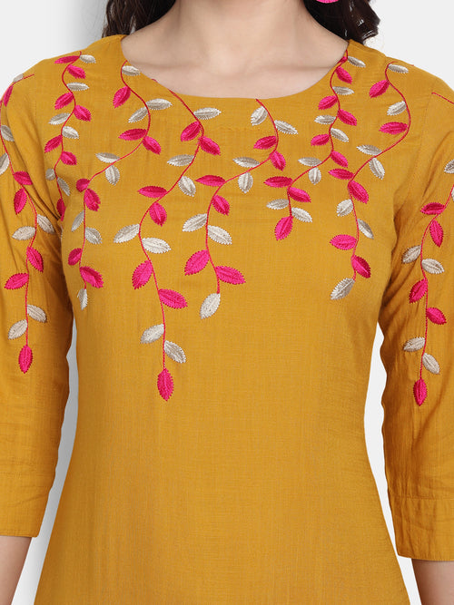 Multi Colour Straight Long Kurti with Embroidery