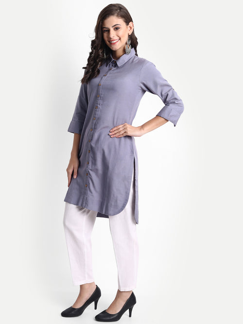 Rayon Linen Shirt Style Tunic