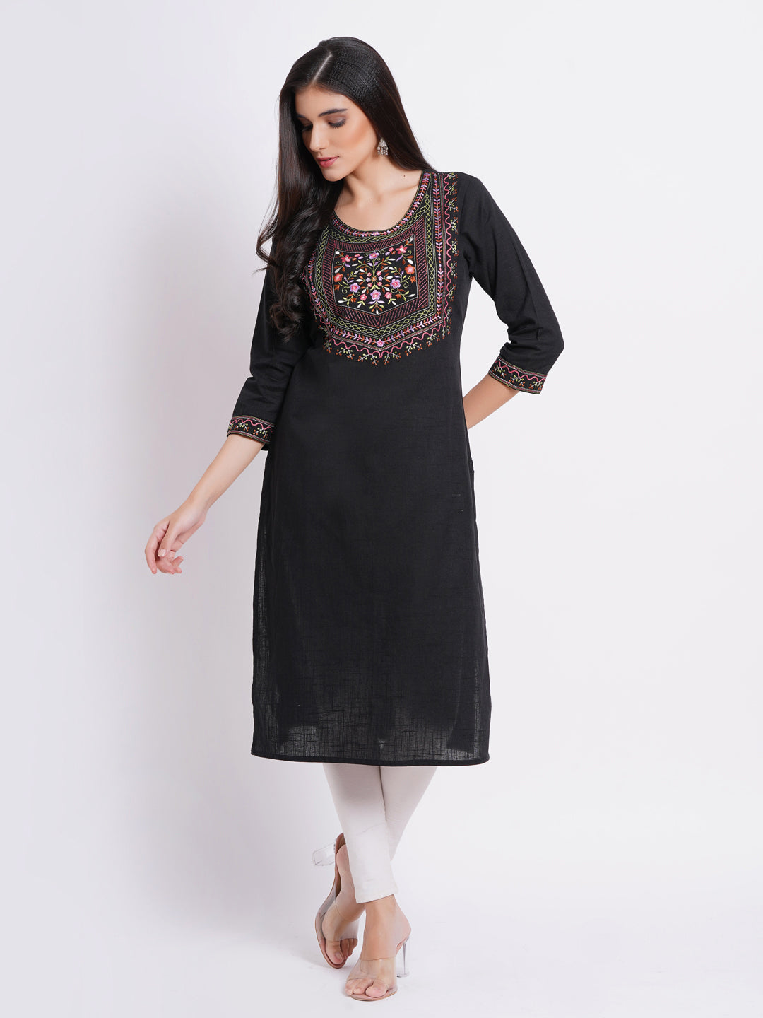 COLORFULL EMBROIDERED STRAIGHT KURTI