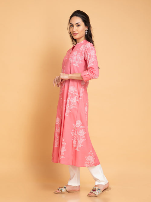 Long Printed A-Line Kurta