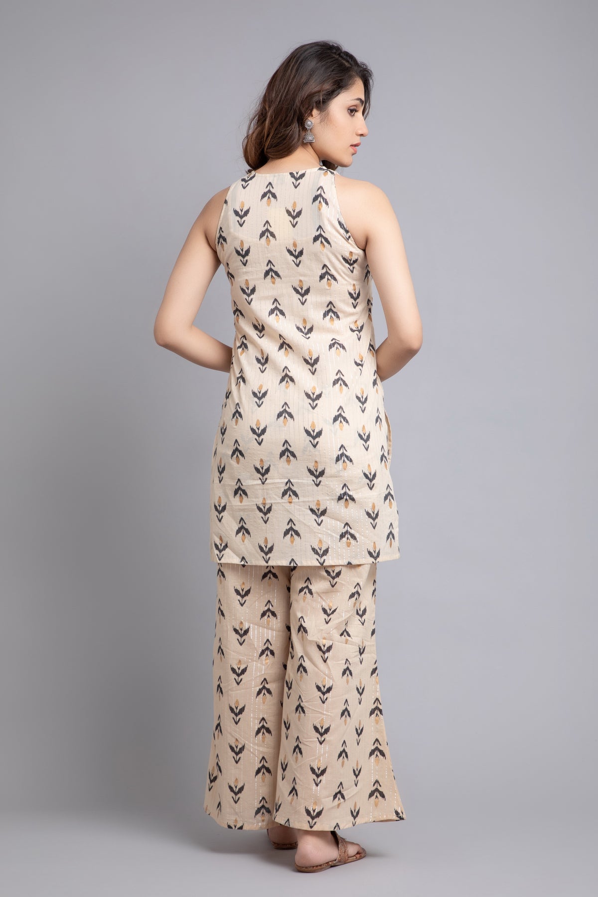 Mul Cotton Sleeveless Kurti with Palazzo Pants