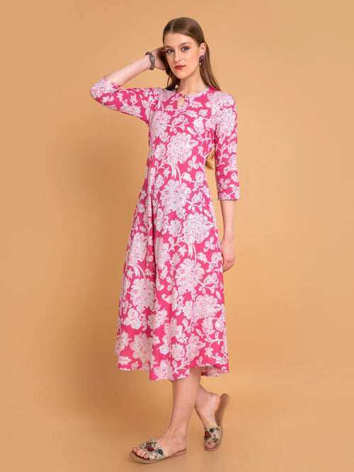 Floral Print Bias-Cut Long Dress