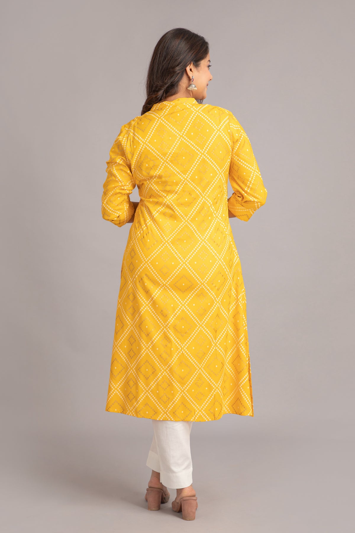 Bandhej Printed A-Line Long Kurti