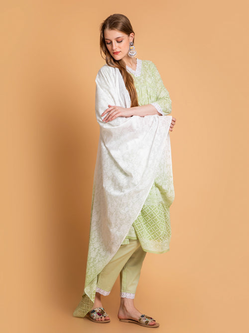 KHADI PRINTED ALIA CUT 3 PCS SET