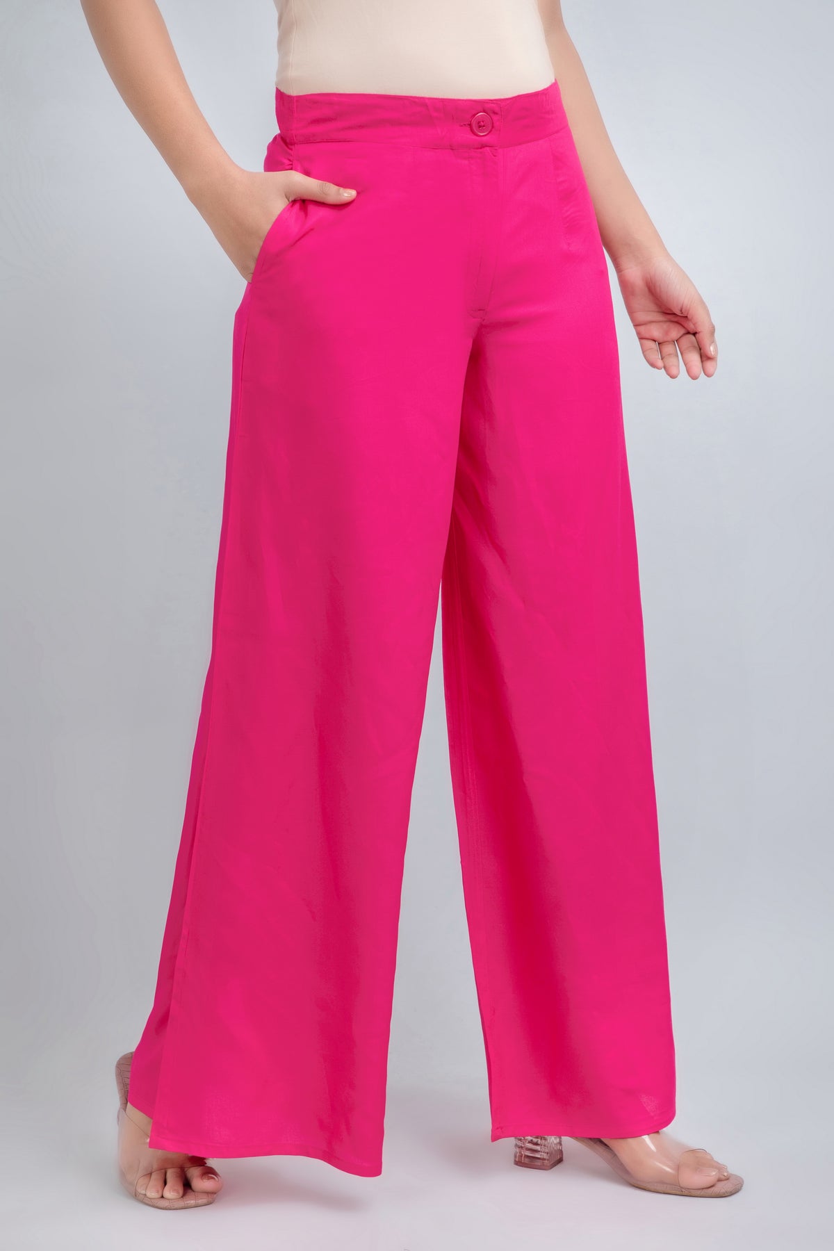 Solid Rayon Palazzo Pants