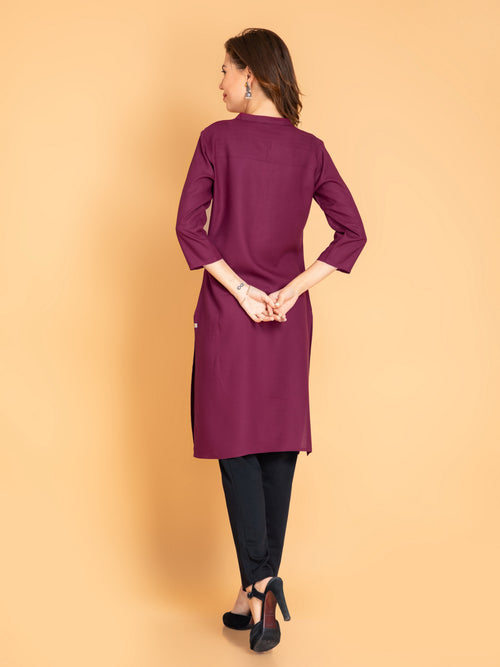 Pintuck Detail Knee-Length Kurti