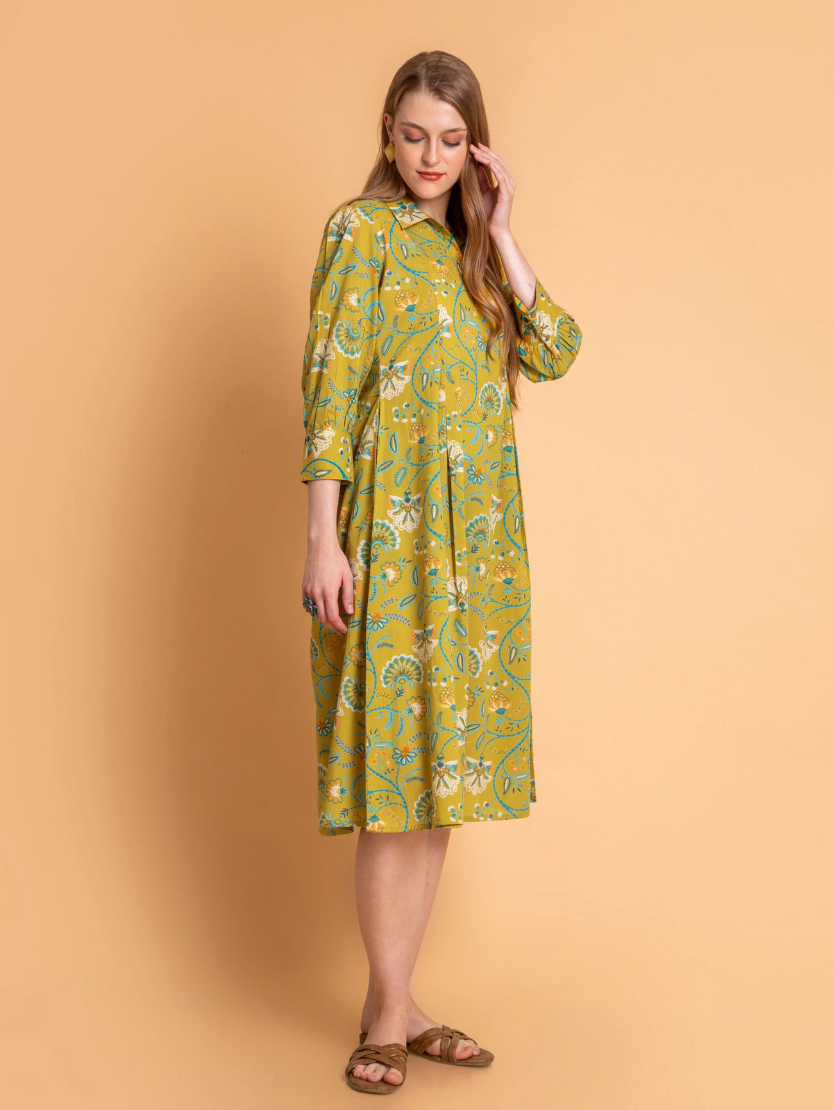 MULCOTTON COLORFUL PRINTED ANTIFIT DRESS