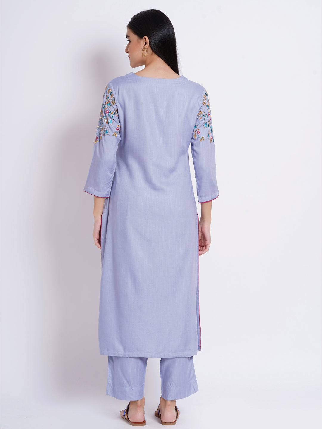 Rayon 2-Piece Kurta Set With Gota Embroidery