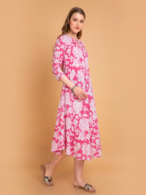 Floral Print Bias-Cut Long Dress