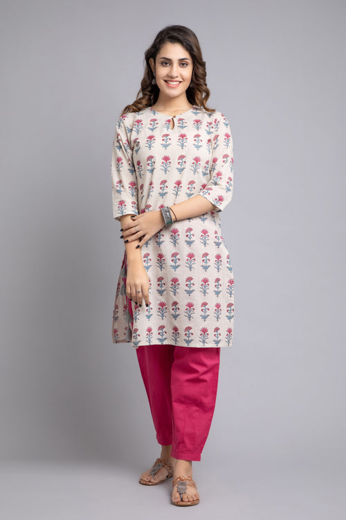 Embrace Simplicity with our Screen Printed Straight Fit Kurta Set!