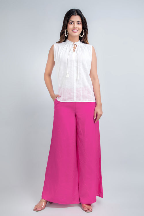 Solid Rayon Palazzo Pants