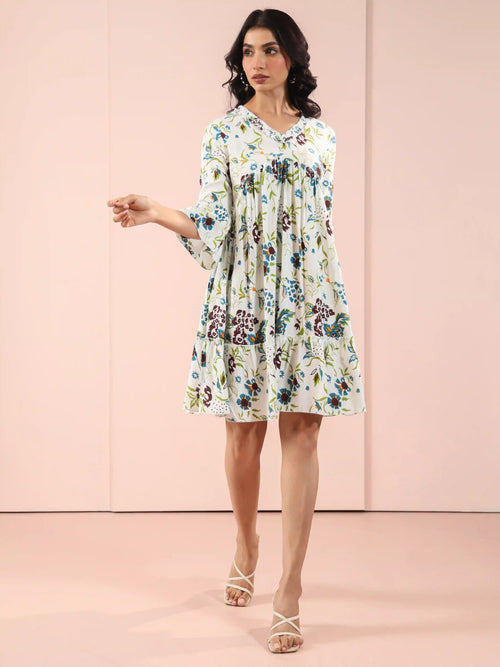 PRINTED TIERED DRESS