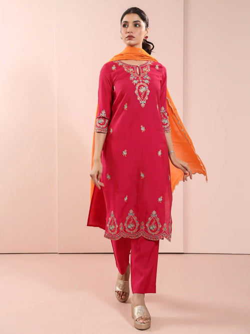 3PC CHIKANKARI EMBROIDERY KURTA SET